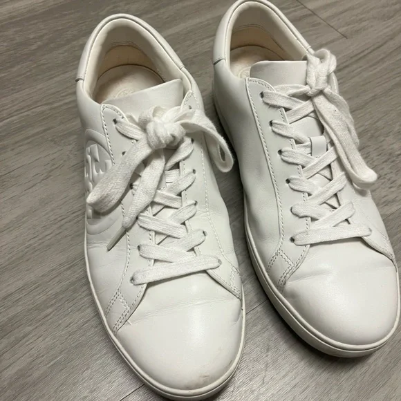 Tory Burch White Logo Sneakers - Picture 2 of 4